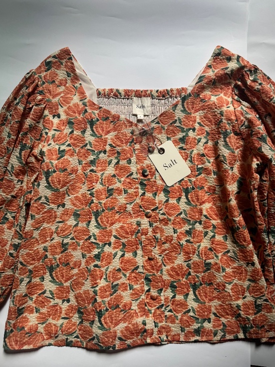Salt Tops - NWT Salt Floral Textured Puff Sleeve Blouse Size Large Cottagecore Boho